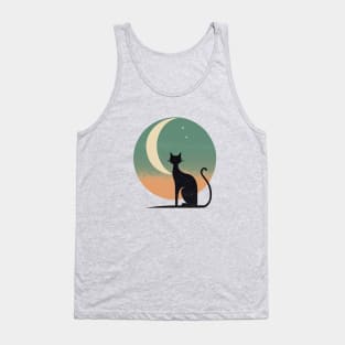 Modern Cat and the Moon Tank Top